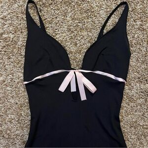 long black dress with pink bow